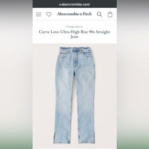 Abercrombie Curve Love Ultra High Rise 90s Straight Jean - 26 PETITE